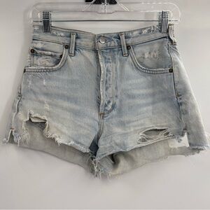 agolde denim shorts women button fly cut off distressed summer cotton size 26